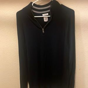 Men’s Dark Blue 100% Wool Gap Zip up Sweater Size Large Tall